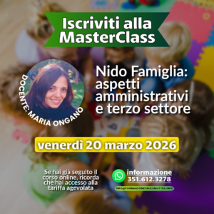 Formazione Tagesmutter Master Class 2026 Nido Famiglia aspetti amministrativi e terzo settore